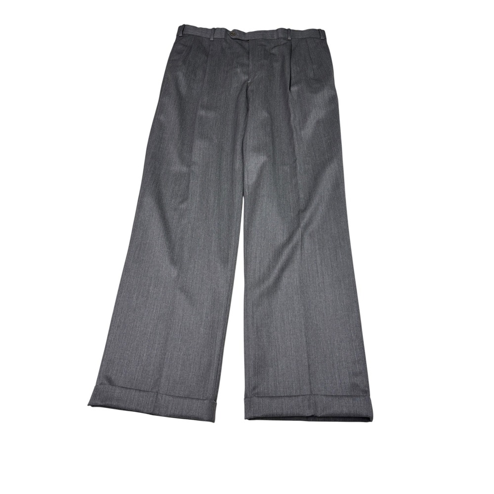 Brooks Brothers 346 Madison Fit Gray Wool Pleated Cuffed Dress Pants Men W37 L32